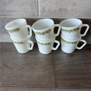 Vintage Corelle Spring Blossoms Crazy Daisy Set Of 6 D Coffee Mug (6pcs)